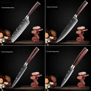 Color Wood Stainless Steel Kitchen Knife Set, Kitchenware Knives Set, Chef Knife, Japanese Santoku Knife, Fruit Knife, Multi-Purpose Knife for Home Use, Stainless Steel Knives