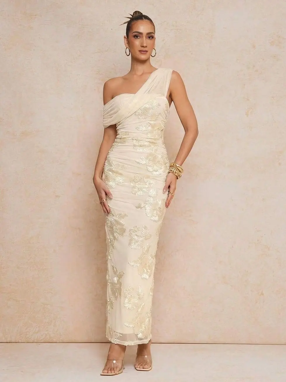 Elegant Plum One Shoulder Mesh Dress for Women, Ruched Fitted Formal Dress, Romantic Autumn Dinner Party Outfit, Beach Wedding Guest Dress, Easter, New Year & Special Occasions