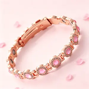 B Magnetic Copper Bracelet for Women, Adjustable Wellness Jewelry with Strong Magnets, Stress Relief Bracelet for Better Sleep & Daily Comfort Gift for Mom