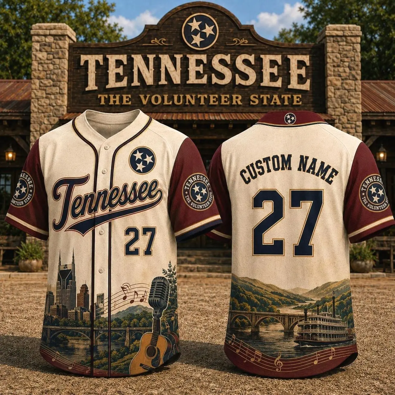 Tennessee Baseball Jersey, Custom Name Number Shirt, Nashville Music City Jersey, Personalized Gift for Him Her, Tennessee State Pride Tee