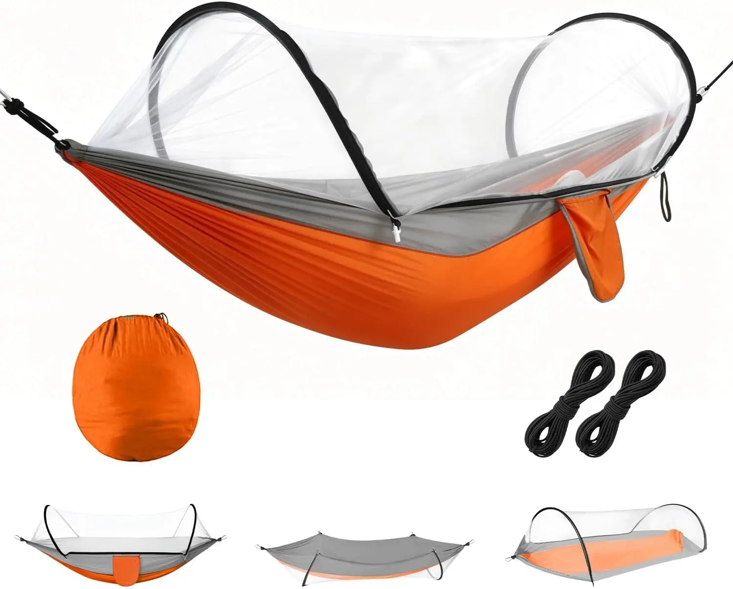 Camping Hammock with Mosquito Net, 3-in-1 Portable Hammock Tent with Built-In Mosquito Net, Dual-Way Zippers, 440lbs Capacity, Attached Storage Pocket for Outdoor Travel Camping Hiking backyard hammock