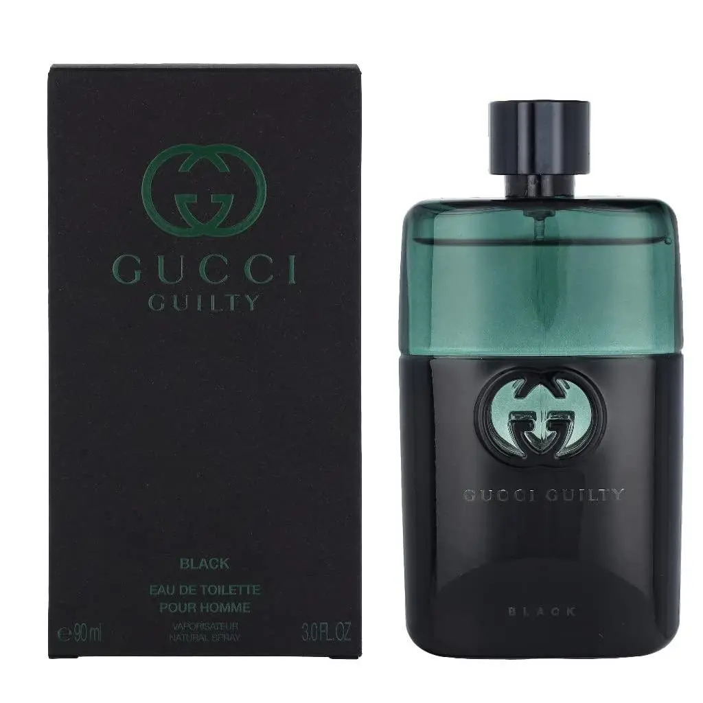 GUCCI Guilty Black Pour Homme 90ml Eau De Toilette for Men Woody Spicy Fragrance Aromatic Fougere Fruity Lavender Notes Ideal for Special Occasions