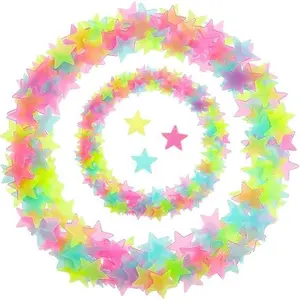 Glow-in-the-Dark Star and Moon Ceiling Decals — 2 Colorful Luminous Stars, Perfect for Kids' Room Decor — Create a Realistic Starry Sky Ceiling with These Luminous Stickers