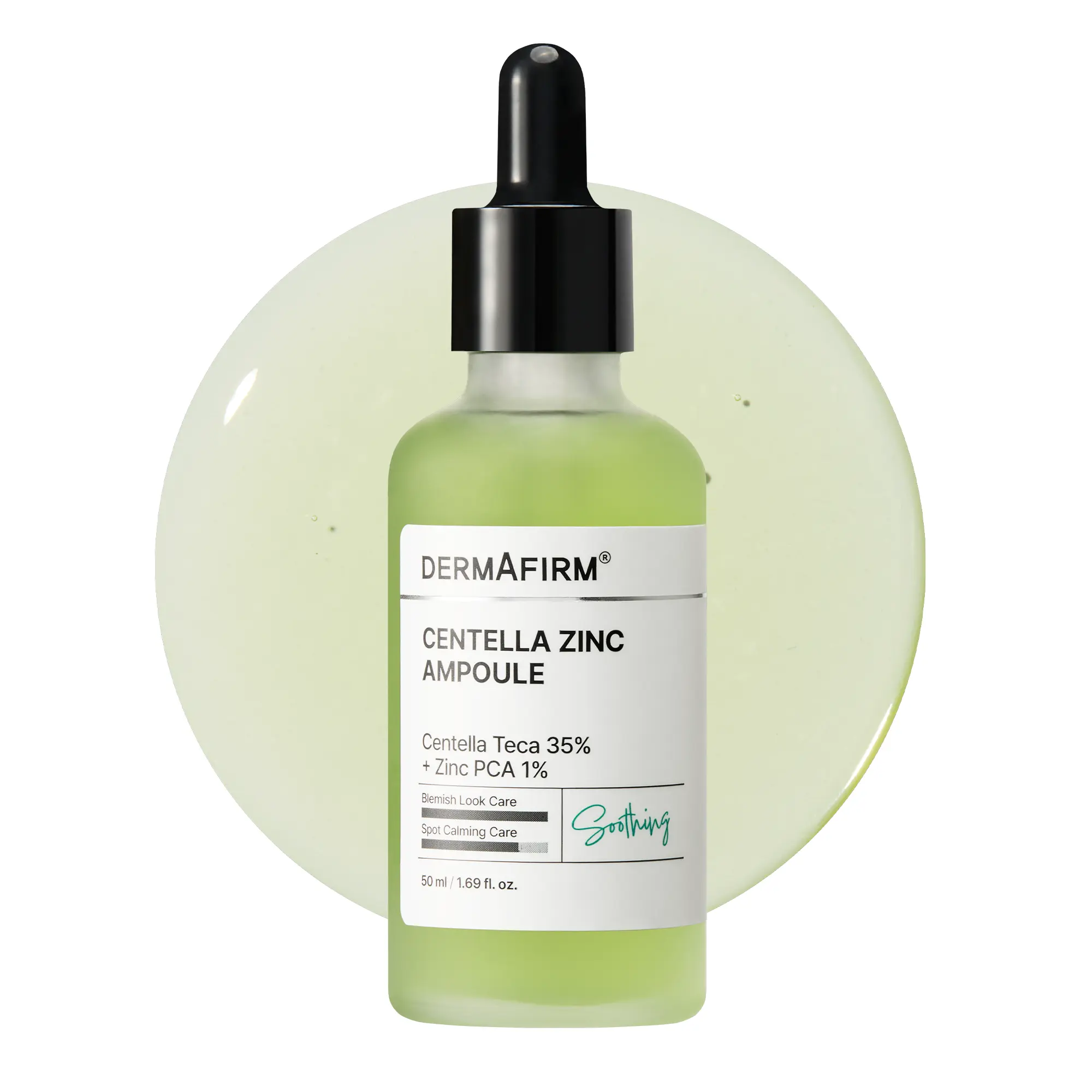 Dermafirm Centella Zinc Ampoule 1.69 fl.oz, Korean Serum with 35% Centella Asiatica + Zinc PCA for Blemish-Prone & Sensitive Skin, Soothing & Post-Blemish Mark Care