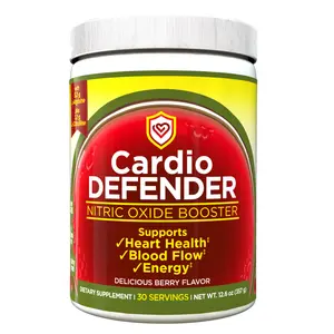 Cardio Defender Nitric Oxide Booster Powder – L-Arginine 5,200mg + L-Citrulline 1,200mg – Heart Health Drink Mix - Heart Health, Blood Flow, Energy, Endurance - L-Arginine Powder with Berry Flavor