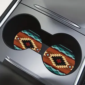 4pcs Southwest Aztec Tribe Car Coasters - Car Interior Accessory, Non-Slip, Wear Resistant, Stylish, Beautiful, Interior Decorative Cup Holder for Christmas, Halloween, Birthday, Party, Anniversary Gifts