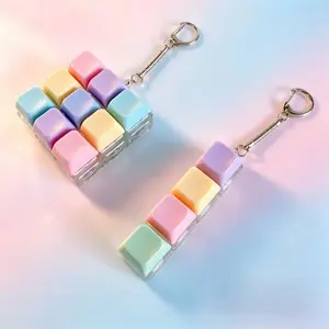 5/10PC Macaron Pastel Keycap Fidget Toy Keychain, Clicky Mechanical Keyboard Clicker for Stress Relief, Cute Kawaii Sensory Fidget Toy for Anxiety, ADHD, Adults & Teens, Portable Fidget Keychain for Bag, Backpack, Purse