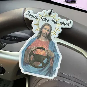 Jesus Driving Jesus Hilton Car Air Freshener, Car Fragrance, Rearview Mirror Hanging & Vent Clip, Natural Material, Long-Lasting 90 Days, Alcohol-Free