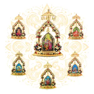 Golden Mini Mandir Deity Altar 4.5"