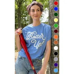 Tees2urdoor Women's Baseball Magic Puff Graphic T-Shirt - Lady's Shortsleeve Apparel, Streetwear Casual Comfortable Everyday Statement Base Layer Top