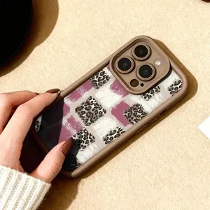 Phone Case: Brown High Bamboo Vintage Leopard Print Plaid Patchwork Design, Compatible with Apple iPhone 17 E Air Pro ProMax iPhone16 15 14 Plus 13 12 Mini 11 X XS XR