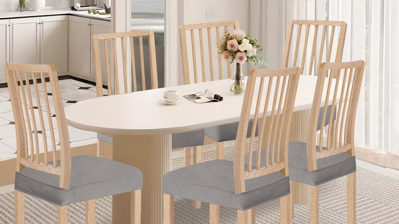 Easy-Going Waterproof Seat Covers for Dining Chairs Set of 2,4,6,8, Stretch Lightweight Smooth Seat Protector, Removable and Washable Kitchen Dining Chair Slipcover