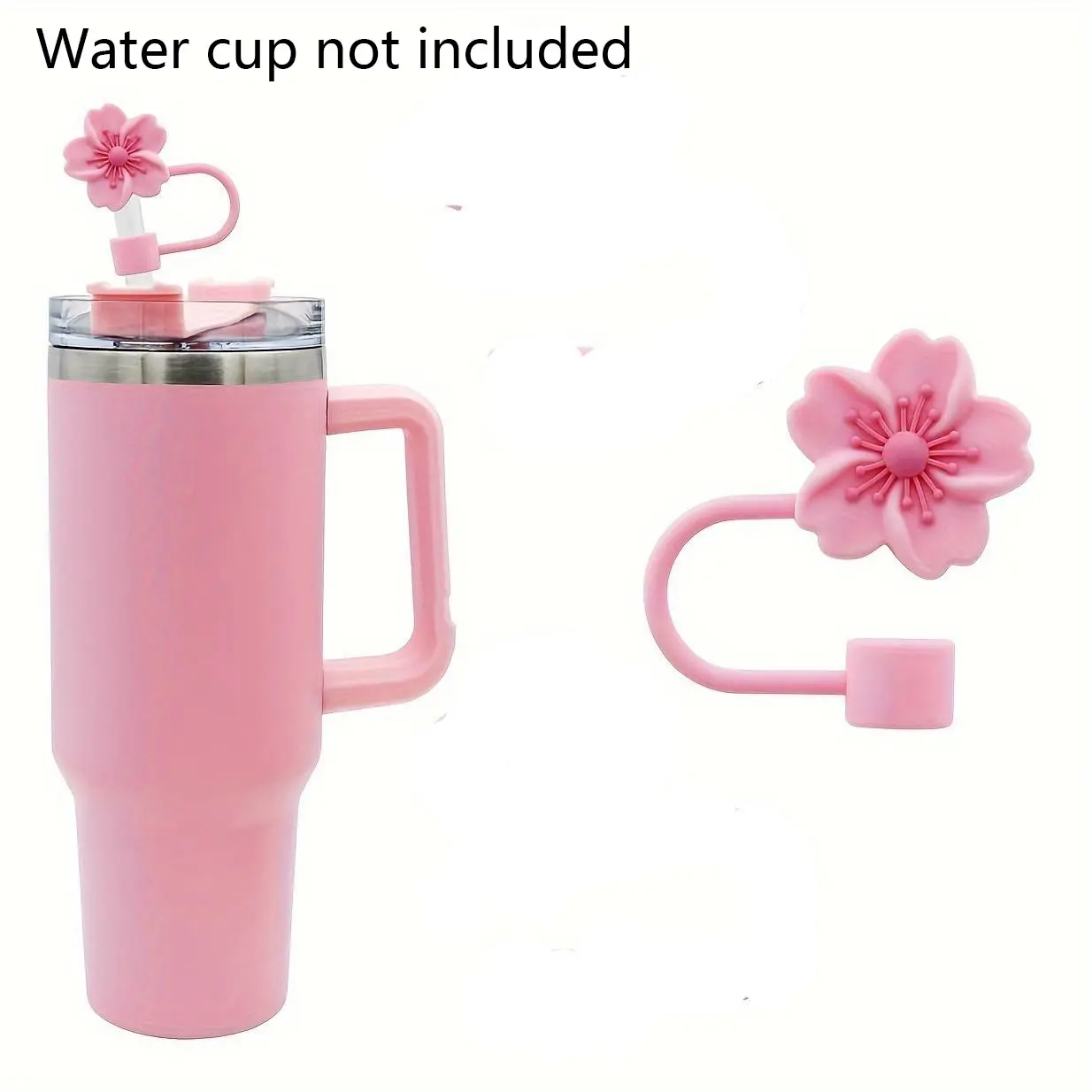 Flower Shaped Straw Tip Cover, 1/4 Counts Lovely Reusable Silicone Straw Topper, Modern Decorative Straw Cap for Indoor & Outdoor, Straw Spout Lid
