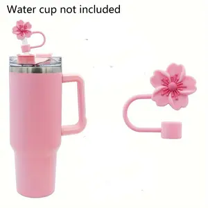 Flower Shaped Straw Tip Cover, 1/4 Counts Lovely Reusable Silicone Straw Topper, Modern Decorative Straw Cap for Indoor & Outdoor, Straw Spout Lid