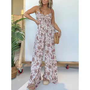 Full Size Printed Spaghetti Strap Wide Leg Jumpsuit