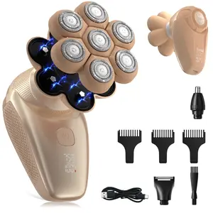 Flowind 3-in-1 Electric Razor for Women’s Legs & Bald Head, IPX7 Waterproof Wet/Dry Grooming Kit with 7D Magnetic Blade, 120-Min Type-C Rechargeable Razor, Ideal Holiday Gift, Mocha