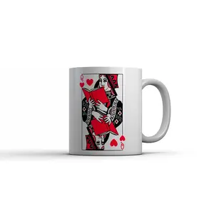 Reading Queen Of Hearts Mug Funny Classical Book Lovers Coffee Cup - 11oz Funny Coffee Mugs Ceramic Printed Drinkware Cup
