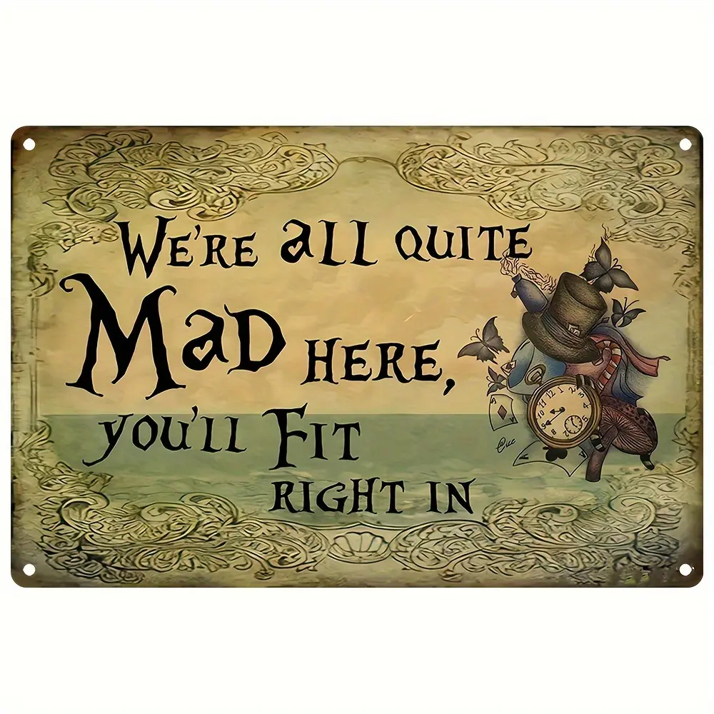 Madness Awaits: Vintage Aluminum Sign for Gothic Home Decor, Movie Posters, and Living Room Art (8''x12''/20cm*30cm)