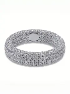 Hip Hop Ring with Micro Paved Cubic Zirconia, Trendy Simple Men's Ring Jewelry, Unique Fashion Accessory for Stylish Cubic Zirconia Rings, Artificial Zircon Rings, Trendy Jewellery Accessories