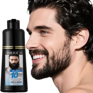 Men's 3 in 1 Black Beard Dye Shampoo, Simpler Color for Men's Beard & Mustaches, Long Lasting Gray Reducing 200 ml Cover Hair Care