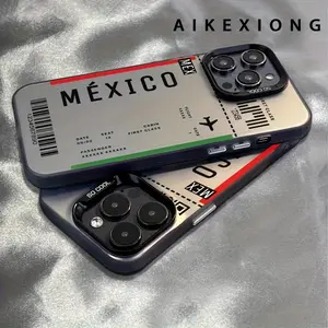 Mexican Airplane Ticket Print Phone Case Suitable for iPhone 16, 15, 14, 13, 12 Pro Max, Durable, Shockproof, Fingerprint Protection, Full Coverage Phone Case, Durable, Impact Absorption