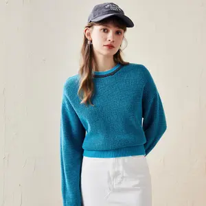 COMOBOCA 100% Wool Women's Color Block Raglan Sleeve Sweater for Ultimate Luxury and Comfortable Wear