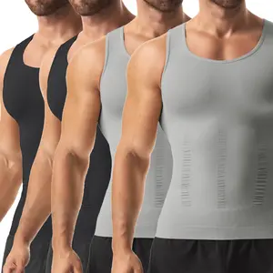 4 Pack Menswear  Compression Shirt Body Shaper Vest Tummy Control Shapewear Abdomen Workout Tank Tops Sports Breathable Undershirt Soft Stretchy Suit Fabric