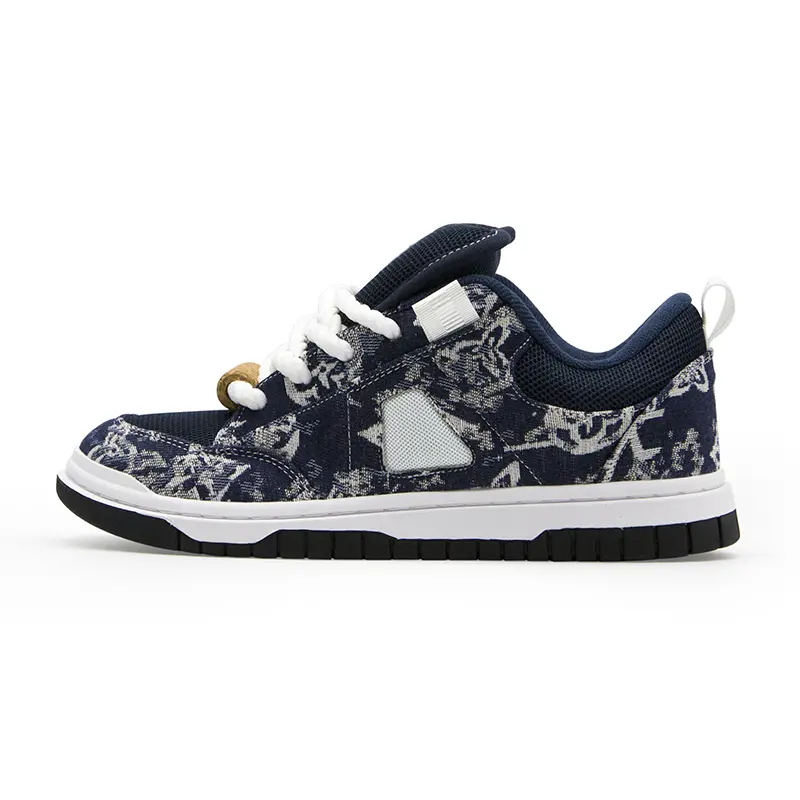 SUPSTORM Men's Blue Chunky Platform Fabric Closed Trainer Sneakers - Thick Tongue, Wide Sole, Preppy Aesthetic, Effortless, All-Day, Breathable Aesthetic Casual Trainers, Size 47-48, Versatile for Daily Wear & Walking, Effortless Casual Trainers