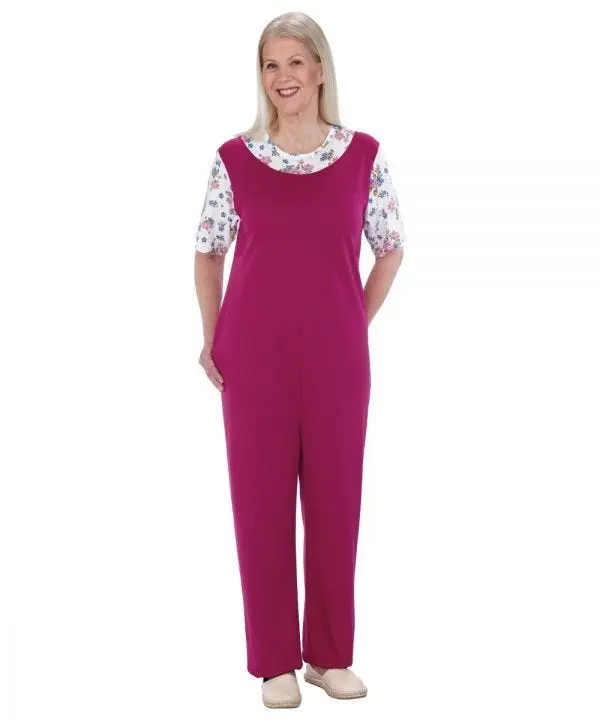 Women's Anti-Strip Pajama Jumpsuit Nightwear - Relaxed Fit Polyester-Cotton Piece Clothes, Back Zipper for Nursing & Assisted Dressing (Women's Clothes), Pajamas, Onesie, Overalls, Zip Jumpsuits & Rompers, Anti-Disrobing, Alzheimer's Patients, 2Xl, Caregi