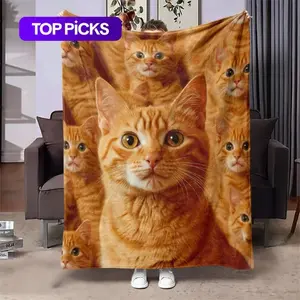 Cute Cat Flannel Throw Blanket, Soft Warm Anti-Pilling, Ideal for Nap Camping Travel, All Seasons Gift #TOP PICKS It is an excellent gift for children, family and friends