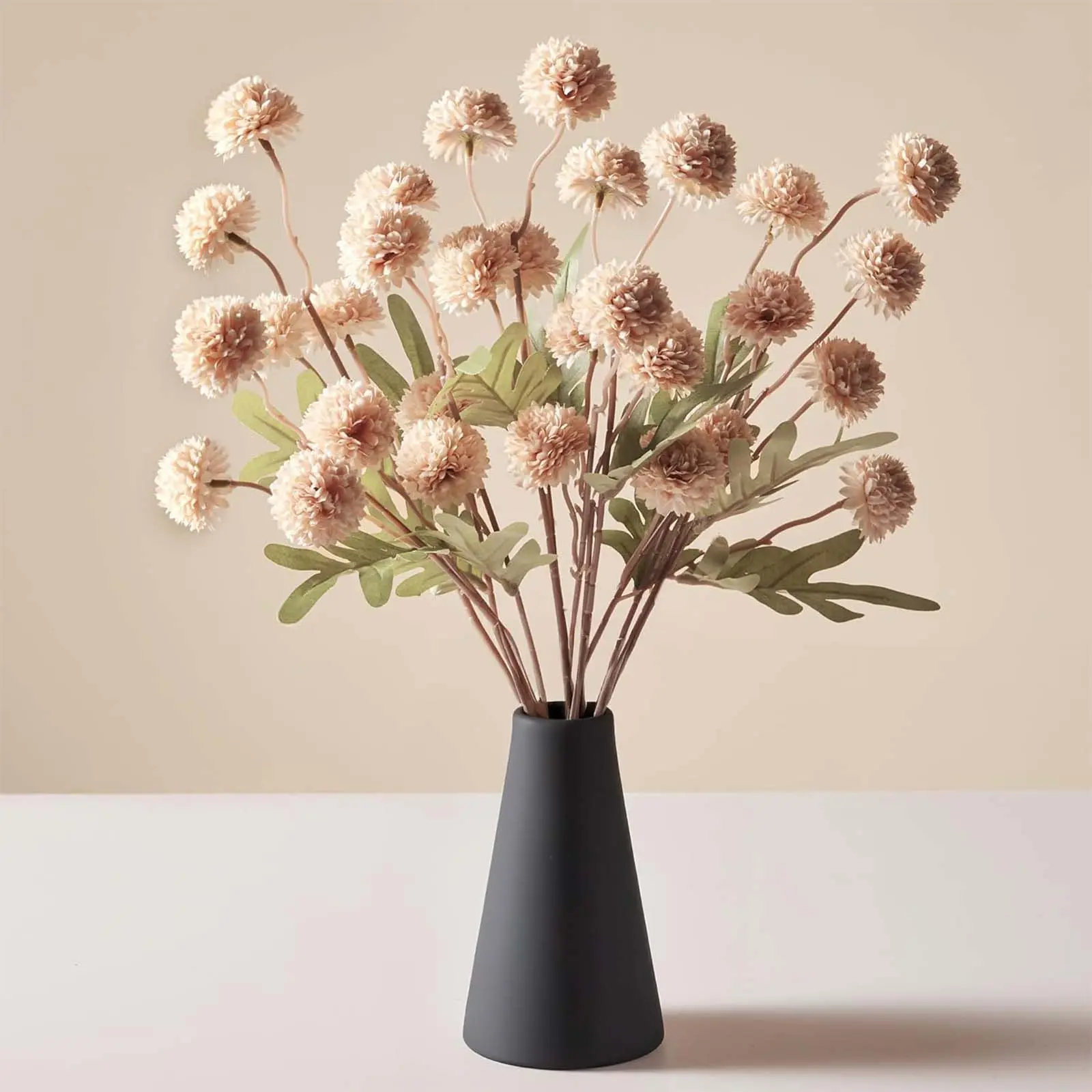5 Pack Artificial Flowers Faux Silk Pompon Mum, 25 Heads Silk Small Mini Chrysanthemum Ball with Stems for DIY Wedding Bouquets Centerpieces Vase Home Table Kitchen Decoration