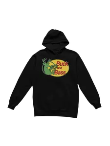 Buck and Bass Official Merch - Black Unisex Hoodie "Bass Pro" inspired Buck and Bass Design