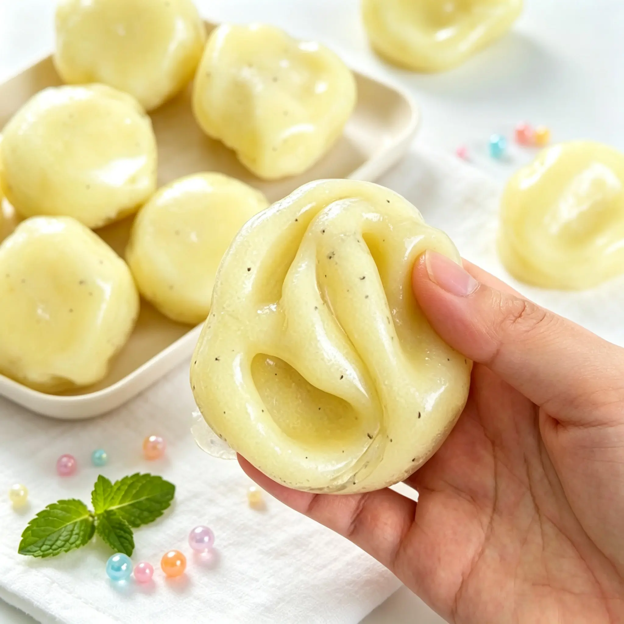 Imitation Creamy Mashed Potato Slushie Squishy Hobby Toy, Food Themed Liquid Filled Fidget Plaything, Portable Pocket Anxiety Relief Toy for All-Age ASMR Fans & Squish Hobby Collectors
