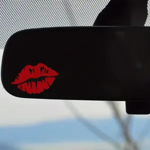 2PCS/SET Sexy Cool Red Lips Logo Sticker - For car rearview mirrors, backpacks, notebooks. Full of bold vibrant vibe, add vintage red lips (textured + high-saturation red) elements. A favorite decor for sexy trendy style lovers! Sticker For Cars