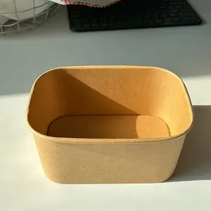 Disposable Thick Kraft Picnic Box, Pasta Salad Sushi Takeout Box, Cake Bento Lunch Box for Food Packaging