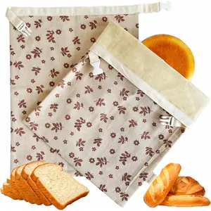 2 Pack Reusable Cotton Beeswax Bread Bags - Freezer-Friendly Storage Bag for Sourdough & Homemade Bread, Ideal for Bread Freshness Preservation