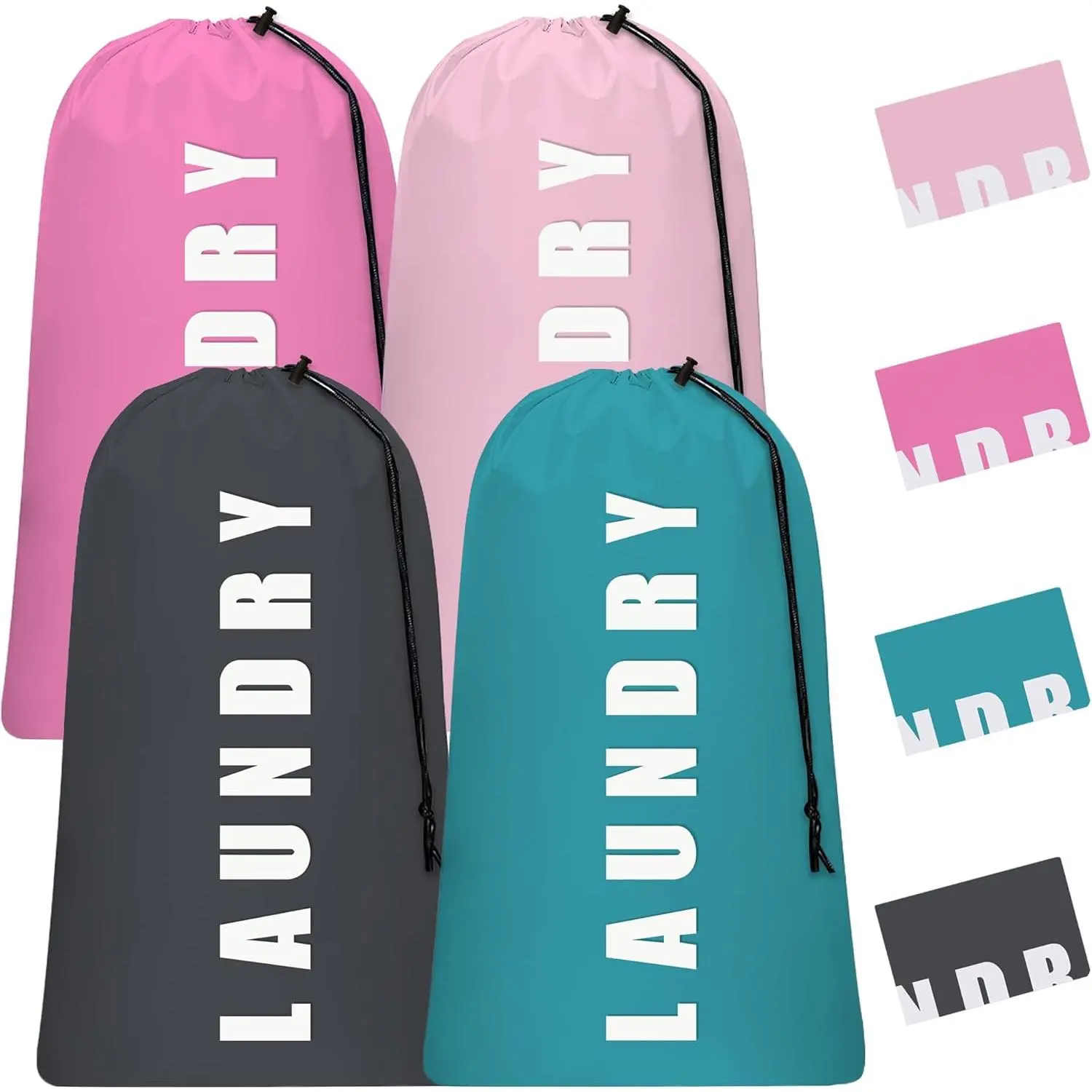 4 count Drawstring Travel Laundry Bag, Large Laundry Bag, Men's and Women's Dirty Laundry and Gym Bag,  Wetproof Travel Bag