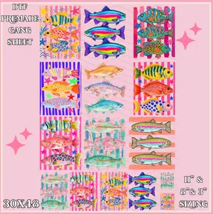 Neon Preppy Fish - 30x48 - PREMADE GANG SHEET