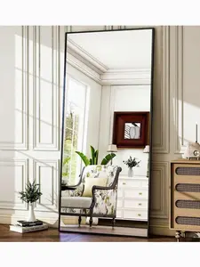 71x26 Full Length Mirror, Black Aluminum Frame Floor Mirror, Freestanding Full Body Home Decor Mirror