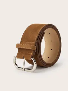 Women's Fashionable Wide Suede Belt with Oval Buckle, Casual All-Season Waistband for Halloween, Simple Versatile Design, Trendy Belt, Stylish Belts