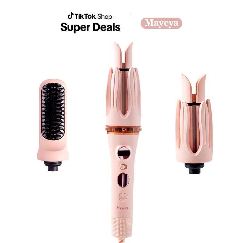 Mayeya Multi-Setting Automatic Curling Iron — Pink. Hair-protecting, burn-preventing styling tool; multifunctional home styling tool; 3-in-1 and 2-in-1; summerwins; Mother’s Day gift; dorm essential; tiktokshopbacktosch 7296