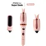 Mayeya 3-in-1 Multifunctional Styler - Automatic Curling Iron, Hair Waver, Interchangeable Barrel Curling Irons Set for Long/Medium-Long Locks, 3 Temp Settings, Dual-Direction Rotation, Burn Protection, 120-240V Volt Hair Styling Tools, Pink 7296