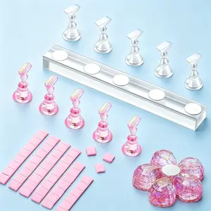 Premium Magnetic Nail Art Practice Stand, Removable Crystal Nail Holders, Strong Magnet Base, Easy Setup & Removal, Salon & Home Manicure Use