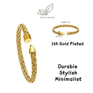 14K Real Gold-Plated Braided Bracelet Casual Everyday Minimalist Waterproof and Rustproof Comfortable to Wear Perfect as a giftSuitable for both men and women
