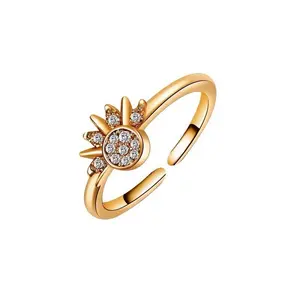 Sun Moon Stars Open Ring with Unique Diamond Setting Combination for Two People Jewelry Set