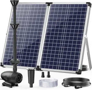 POPOSOAP 55W Solar Fountain Pump for Outdoor Pond, 480GPH Solar Pond Pump with Dry-Run Protection, Solar Powered Water Pump with PVC Tubing, 17Ft Cord for Ponds, Garden, Waterfall, Hydroponics