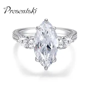 Presentski MarquiseQueen 925 Sterling Silver 5 Carat Marquise synthetic Moissanite Ring Fashion Personalized  Ring