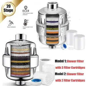 SJPACK 20Stage Shower Head Filter with 2/3 Replaceable Filter Cartridges for Hard Water