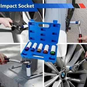 Colorful Hex Socket Pneumatic Wrench Tire Screw Set 1/2 Inch Air Gun Tire Protection Impact Nut Sleeve Car Garage Repair Automotive Tool Kit