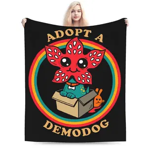 Eddie Munson Demogorgon Flannel Throw Blanket, Super Warm TV Series Inspired Plush Blanket for Couch, Bedspread, Movie Nights, Funny Fan Gift